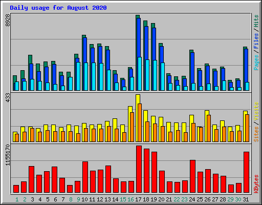 Daily usage for August 2020