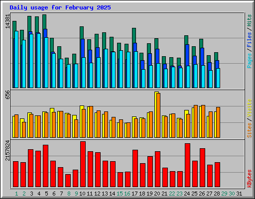 Daily usage for February 2025